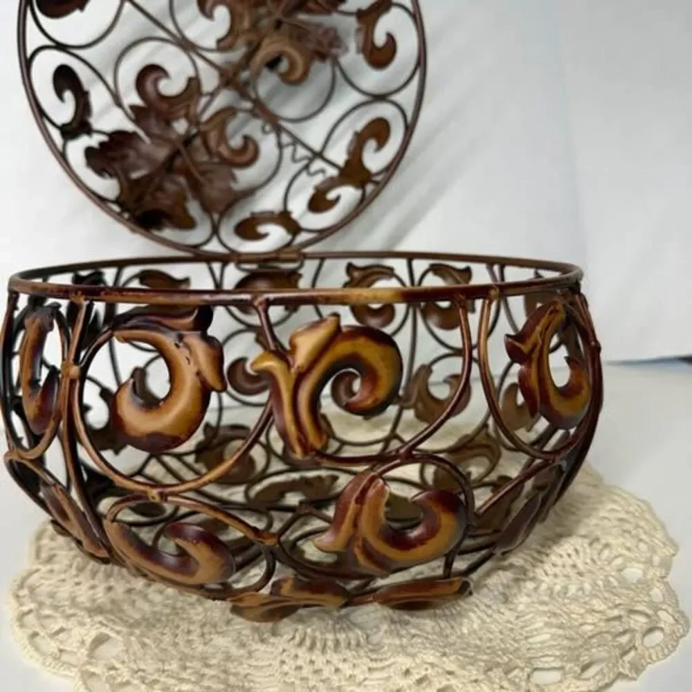 Decorative Metal Filigree Pumpkin with Hinged Lid